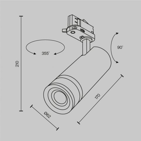 Трековый светильник Maytoni Technical Trinity  4000K Focus Zoom TR198-3-20W4K-Z-B